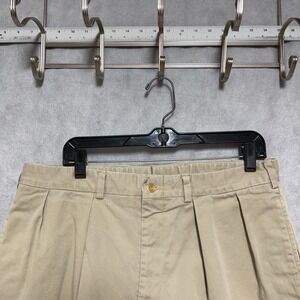 Bills Khakis Pants Men 35X27.5 Beige Pleated Twill Heavyweight Straight Casual